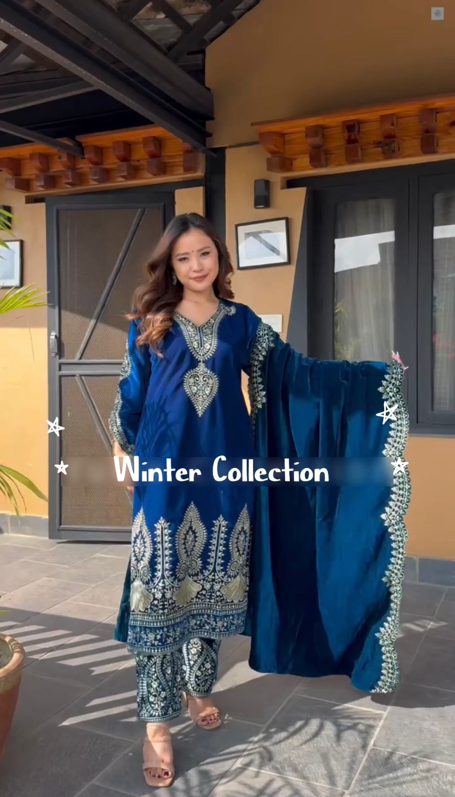 Function Wear Blue Color Heavy Viscose Velvet With Heavy Embroidery Sequence Work Salwar Suit