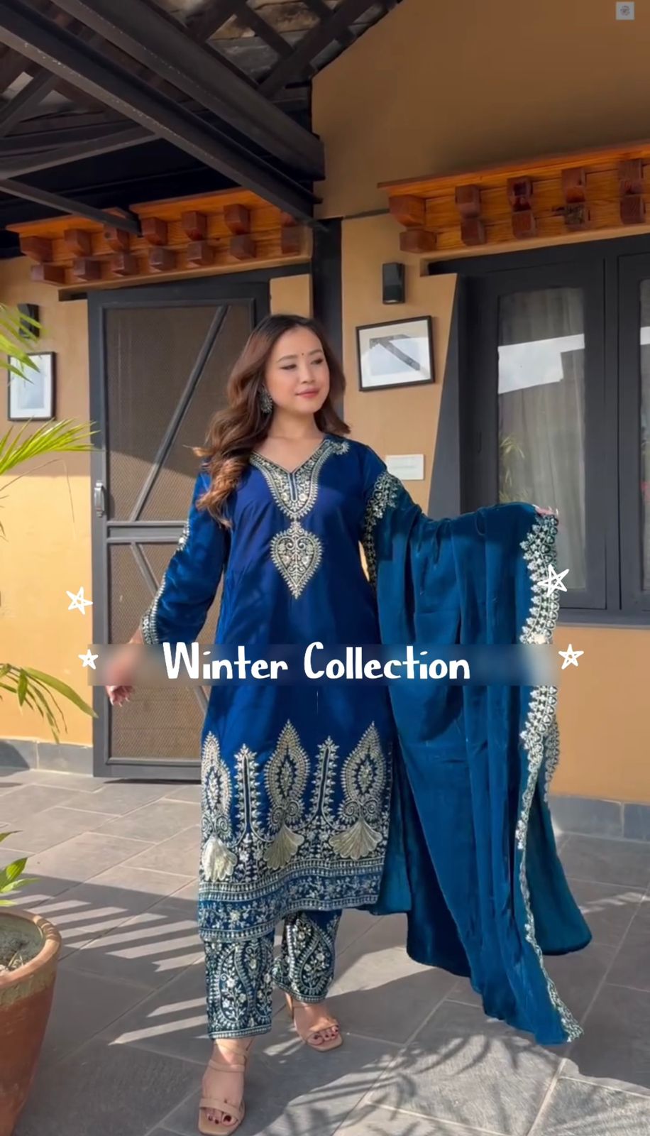 Function Wear Blue Color Heavy Viscose Velvet With Heavy Embroidery Sequence Work Salwar Suit