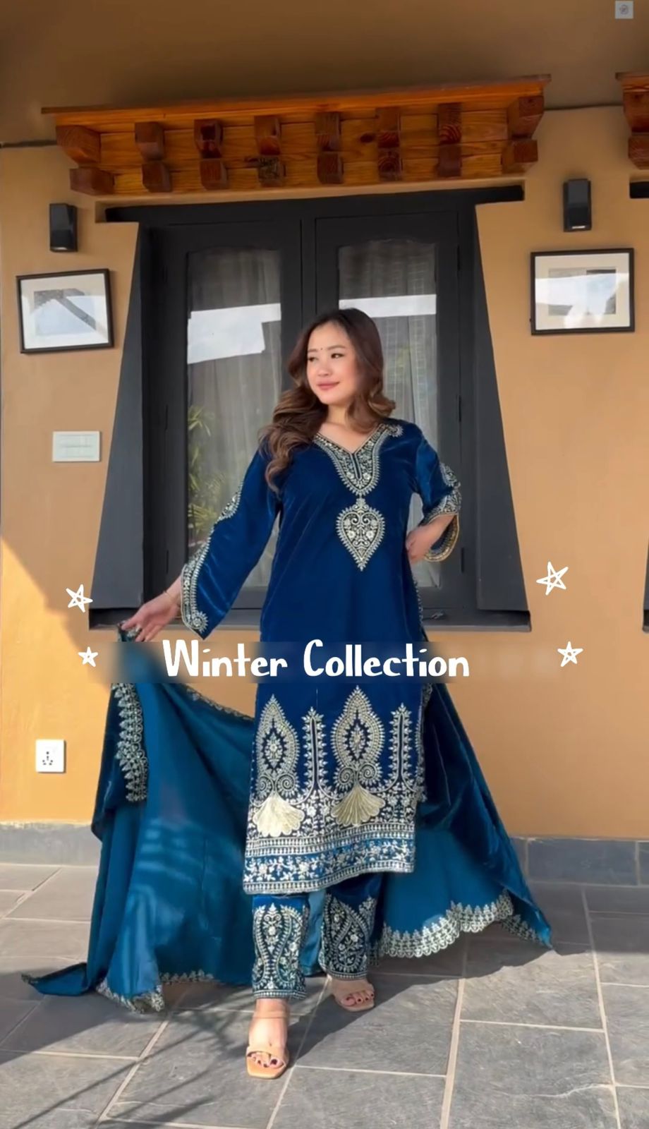 Function Wear Blue Color Heavy Viscose Velvet With Heavy Embroidery Sequence Work Salwar Suit