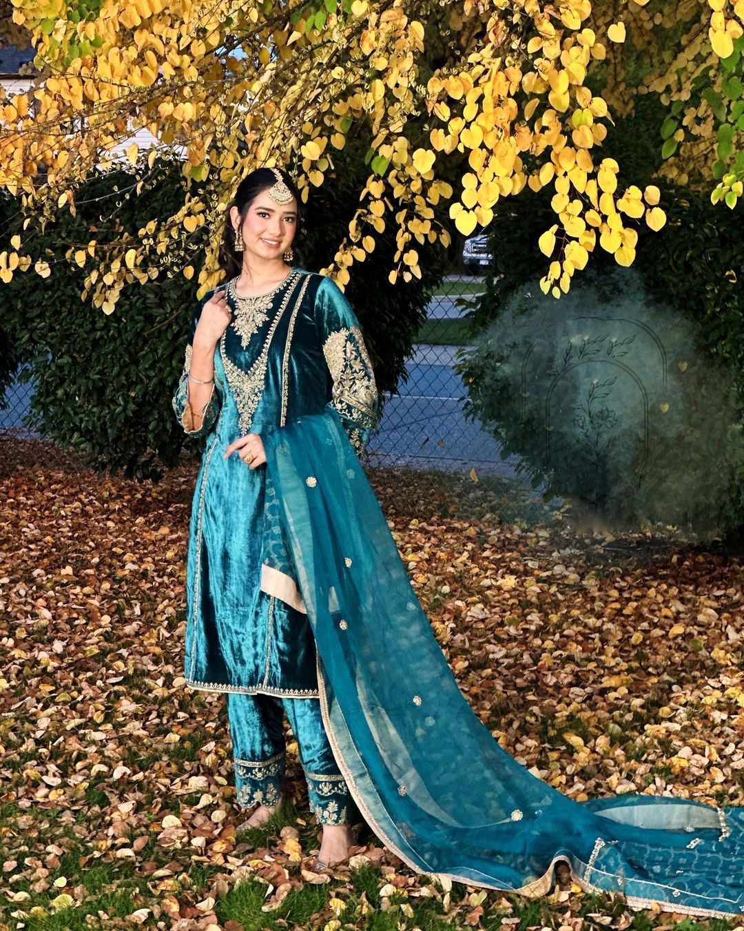 Peaceful Teal Green Color Heavy Viscose Velvet With Heavy Embroidery Sequence Work Velvet Suit