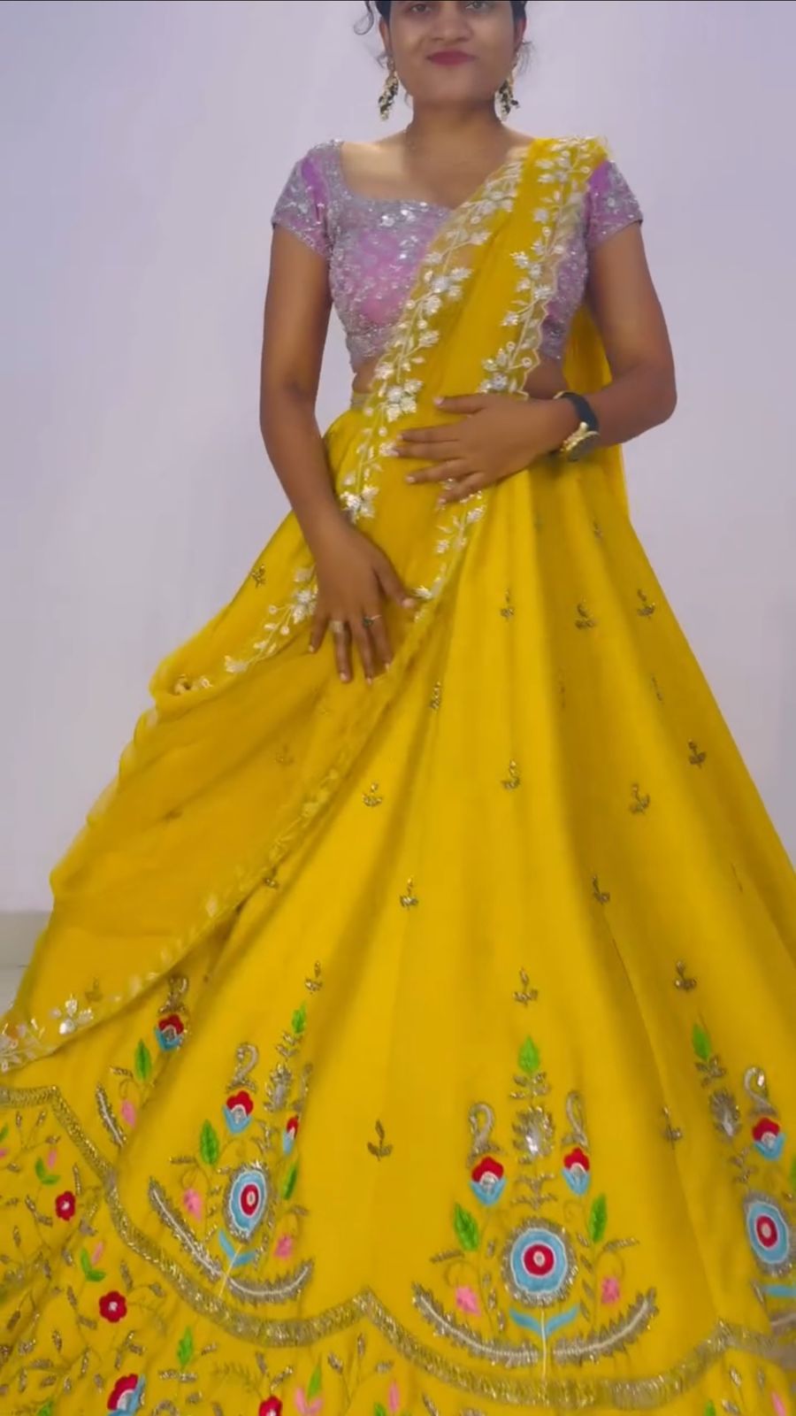 Haldi Special Yellow Color Chinon With Heavy Embroidery Sequence Work Designer Lehenga Choli